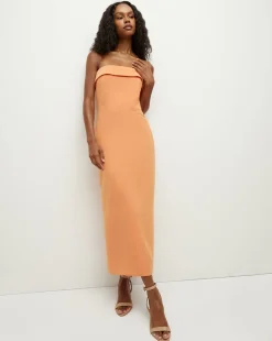 Veronica Beard Dresses*Absol Crepe Strapless Dress in Orange