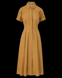 Veronica Beard Dresses*Adavi Khaki Linen Shirt Dress DesertKhaki