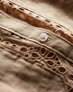 Veronica Beard Tops*Aderes Cotton Eyelet Shirt in Stone Khaki StoneKhaki