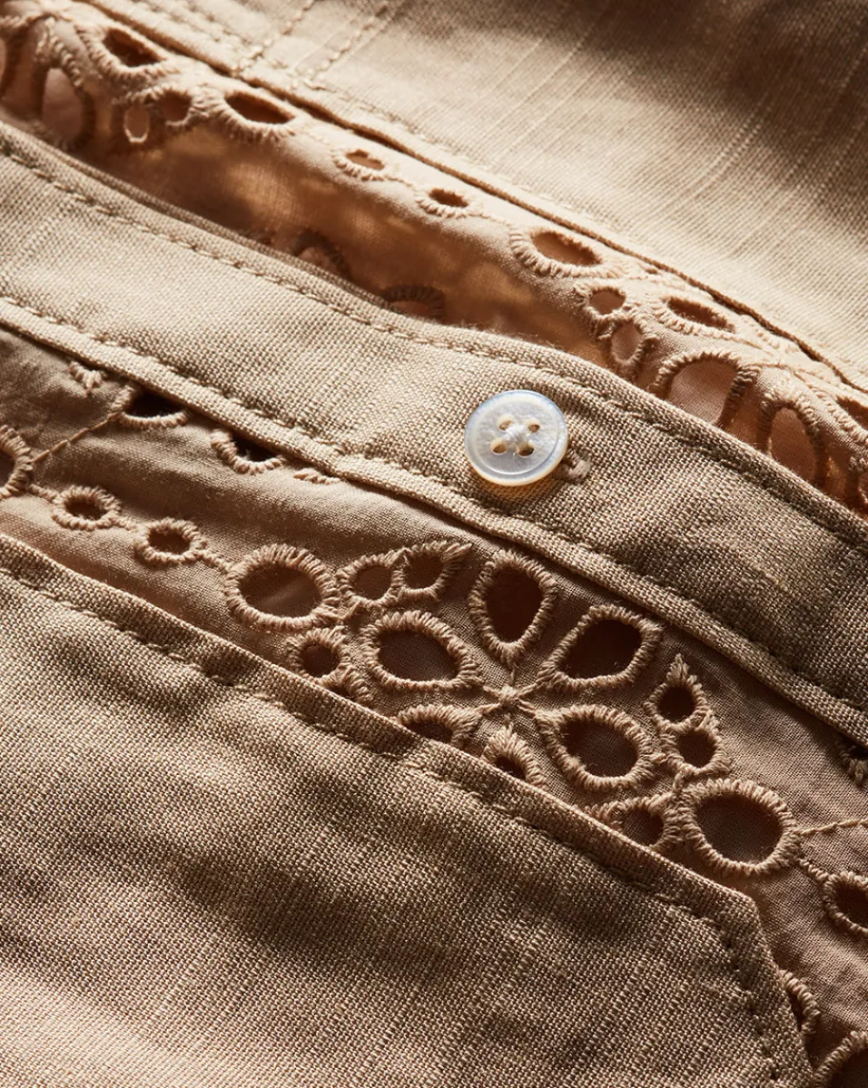 Veronica Beard Tops*Aderes Cotton Eyelet Shirt in Stone Khaki StoneKhaki