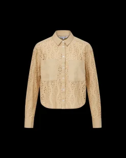 Veronica Beard Tops*Aderes Cotton Eyelet Shirt in Stone Khaki StoneKhaki
