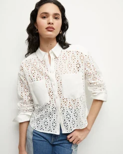 Veronica Beard Tops*Aderes Cotton Eyelet Shirt in White