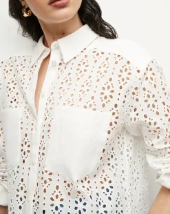 Veronica Beard Tops*Aderes Cotton Eyelet Shirt in White