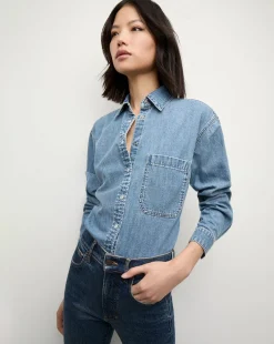 Veronica Beard Tops|The Veronicas' Favorites*Aderes Denim Shirt in Light Blue Starlight