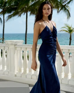 Veronica Beard Dresses*Aldana Stretch-Silk Dress Marine