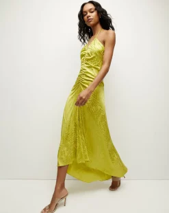 Veronica Beard Dresses*Aldana Stretch-Silk Dress in Chartreuse