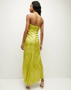 Veronica Beard Dresses*Aldana Stretch-Silk Dress in Chartreuse