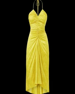 Veronica Beard Dresses*Aldana Stretch-Silk Dress in Chartreuse
