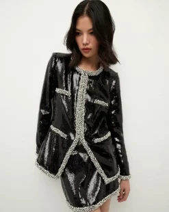 Veronica Beard Jackets & Outerwear|The Veronicas' Favorites*Alessia Pearl-Trim Sequin Jacket in x Poppy Delevingne Black