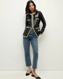 Veronica Beard Jackets & Outerwear|The Veronicas' Favorites*Alessia Pearl-Trim Sequin Jacket in x Poppy Delevingne Black