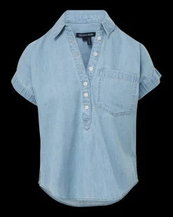 Veronica Beard Tops*Almera Chambray Button-Down Top in Sky
