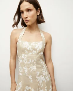Veronica Beard Dresses*Amalia Stretch-Linen Dress in Stone Khaki/Off-White StoneKhaki/Off-White