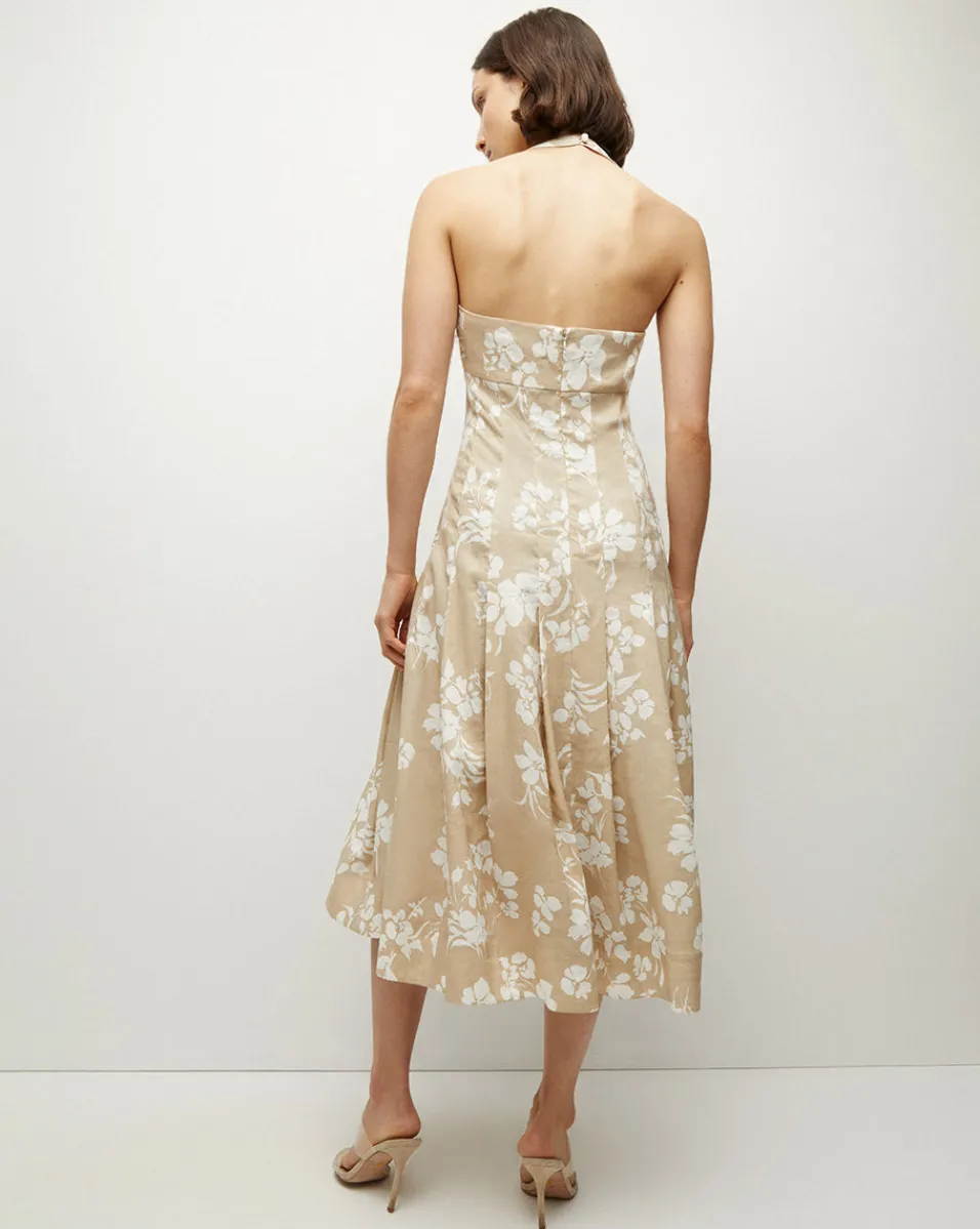 Veronica Beard Dresses*Amalia Stretch-Linen Dress in Stone Khaki/Off-White StoneKhaki/Off-White