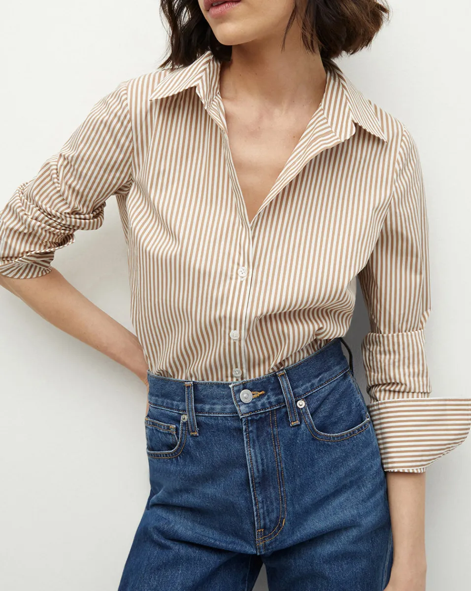 Veronica Beard Tops*Amelia Button-Down Shirt in Acorn/White