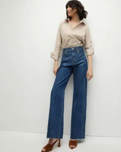 Veronica Beard Tops*Amelia Button-Down Shirt in Acorn/White