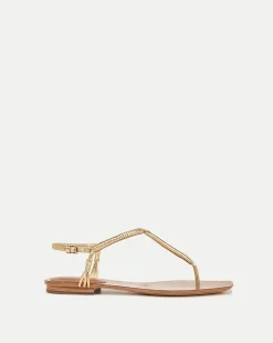 Veronica Beard Sandals*Amelia Metallic T-Strap Sandal Gold