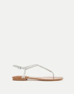Veronica Beard Sandals*Amelia Metallic T-Strap Sandal Silver