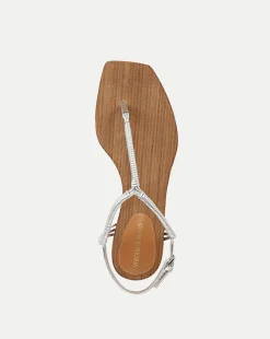 Veronica Beard Sandals*Amelia Metallic T-Strap Sandal Silver