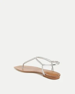 Veronica Beard Sandals*Amelia Metallic T-Strap Sandal Silver