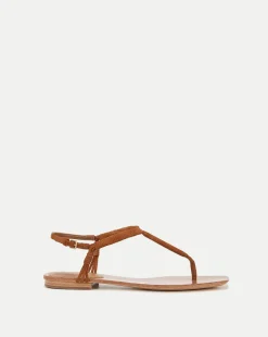 Veronica Beard Sandals*Amelia T-Strap Suede Sandal Caramel