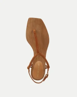 Veronica Beard Sandals*Amelia T-Strap Suede Sandal Caramel
