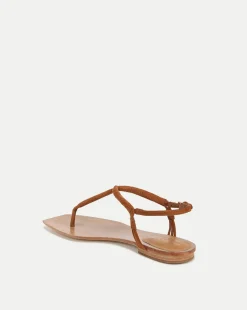 Veronica Beard Sandals*Amelia T-Strap Suede Sandal Caramel