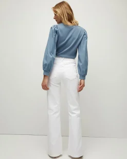 Veronica Beard Tops*Anabel Slate Blue Puff-Sleeved Top SlateBlue
