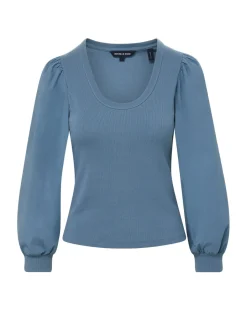 Veronica Beard Tops*Anabel Slate Blue Puff-Sleeved Top SlateBlue