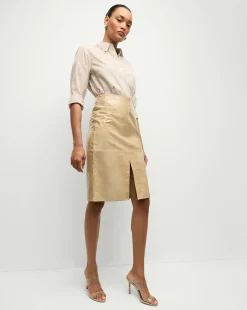 Veronica Beard Skirts & Shorts|Matching Sets*Anderson Coated Leather Skirt in Khaki