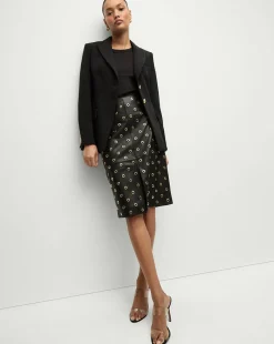 Veronica Beard Skirts & Shorts|Party Dressing*Anderson Leather Grommet Skirt in Black Black/Gold