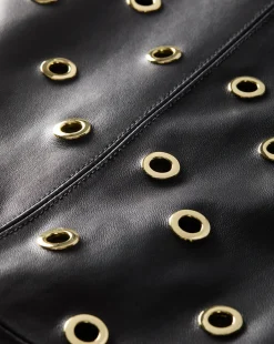 Veronica Beard Skirts & Shorts|Party Dressing*Anderson Leather Grommet Skirt in Black Black/Gold