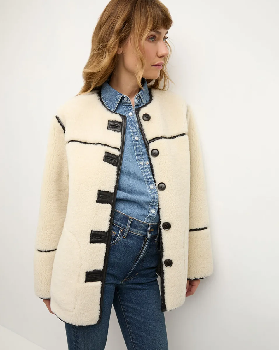 Veronica Beard Jackets & Outerwear|The Veronicas' Favorites*Anya Reversible Shearling Coat in Ecru/Black