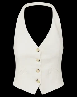 Veronica Beard Jackets & Outerwear|Tops*Arabella Stretch-Linen Vest in Off-White