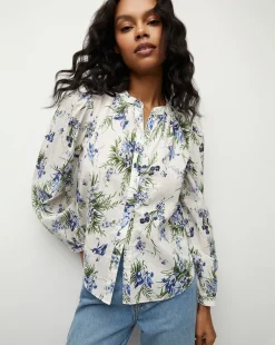 Veronica Beard Tops*Ashlynn Cotton Top in Off-White Multi Off-WhiteMulti
