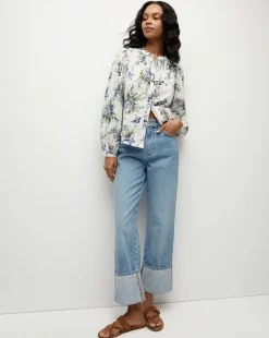 Veronica Beard Tops*Ashlynn Cotton Top in Off-White Multi Off-WhiteMulti