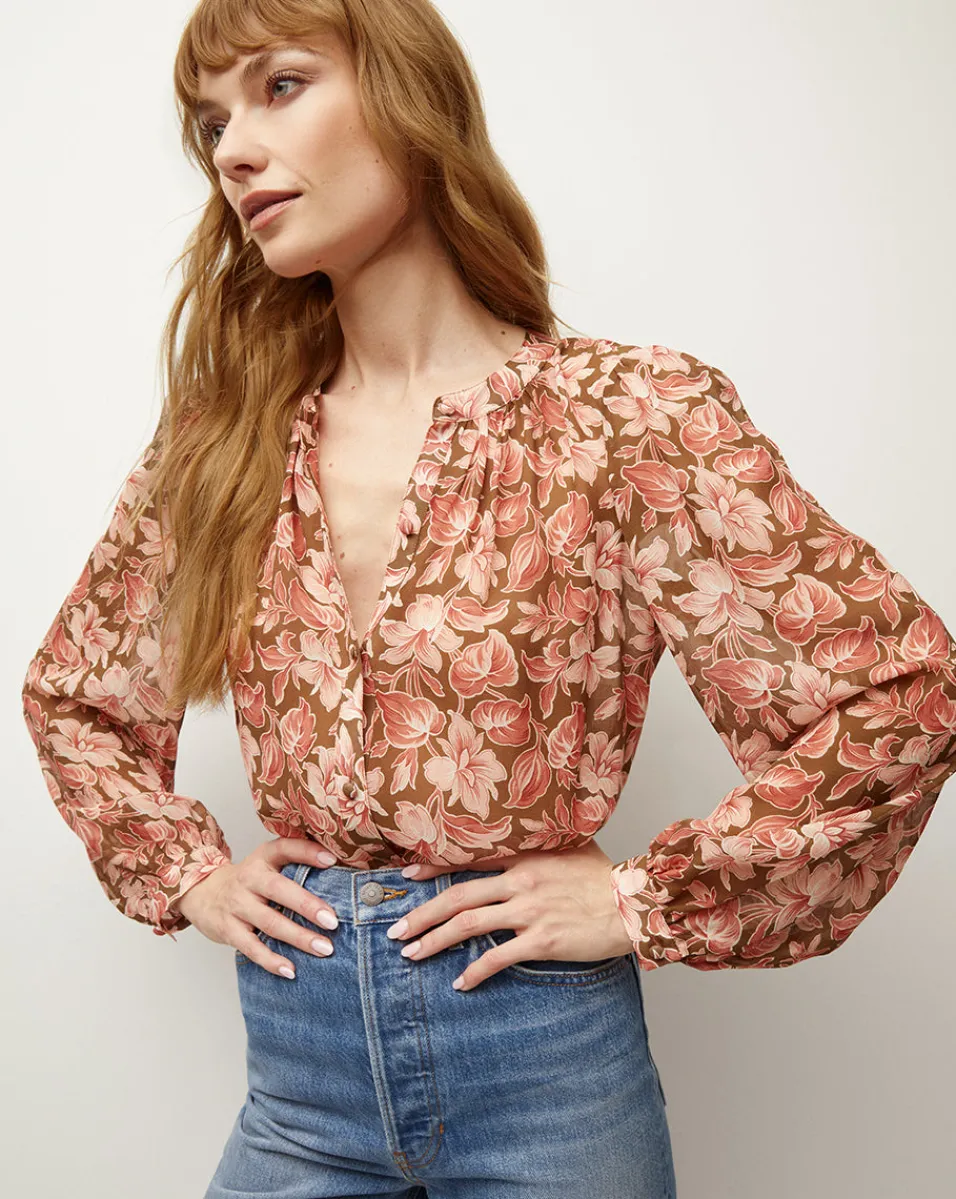 Veronica Beard Tops*Ashlynn Silk Top in Deep Ochre Multi DeepOchreMulti
