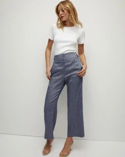 Veronica Beard Pants|Extended Sizes*Aubrie Linen Pant in Blue Melange BlueMelange