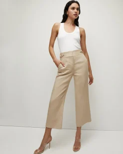 Veronica Beard Pants|Extended Sizes*Aubrie Women's Linen Cropped Pant KhakiMelange