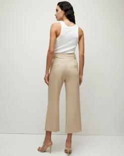 Veronica Beard Pants|Extended Sizes*Aubrie Women's Linen Cropped Pant KhakiMelange