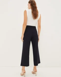 Veronica Beard Pants*Aubrie Women's Linen Cropped Pant Navy
