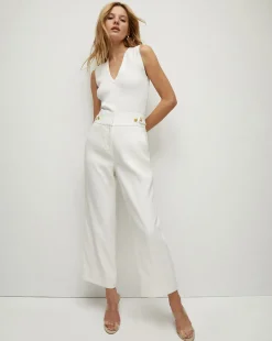 Veronica Beard Pants|Extended Sizes*Aubrie Women's Linen Cropped Pant in Off-White