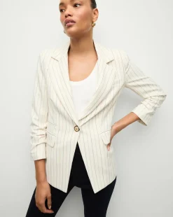 Veronica Beard Jackets & Outerwear|Matching Sets*Battista Pinstriped Dickey Jacket in Dove Multi DoveMulti