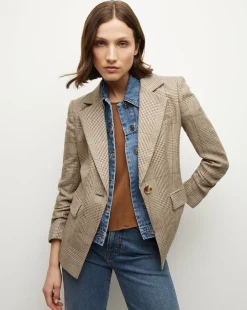 Veronica Beard Jackets & Outerwear*Battista Plaid Dickey Jacket in Ecru/Ochre