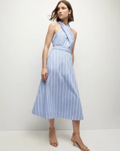 Veronica Beard Dresses*Baylee Poplin Dress in Hydrangea/White