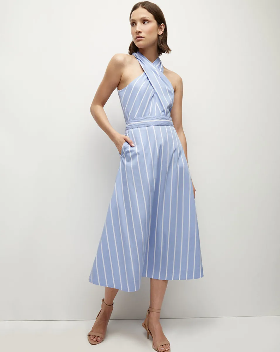 Veronica Beard Dresses*Baylee Poplin Dress in Hydrangea/White