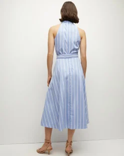 Veronica Beard Dresses*Baylee Poplin Dress in Hydrangea/White