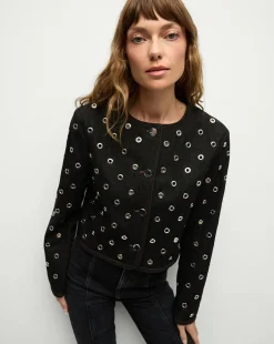 Veronica Beard Jackets & Outerwear|Party Dressing*Beale Grommet Jacket in Black | Studded Jacket WashedBlack/Silver