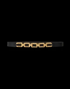 Veronica Beard Accessories|Party Dressing*Beatrice Leather Belt in Black & Gold Black/Gold
