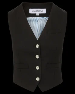 Veronica Beard Jackets & Outerwear|Tops*Bennett Twill-Linen Vest in Black