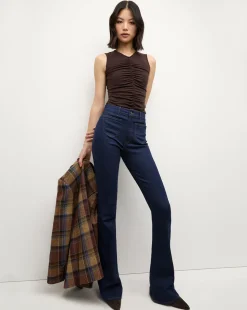 Veronica Beard Jeans*Beverly Patch-Pocket Skinny-Flare Jean in Rodeo Clean RodeoClean